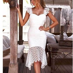 White lace midi dress